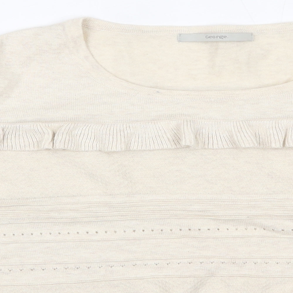 George Womens Beige Round Neck  Cotton Pullover Jumper Size 12