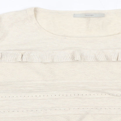 George Womens Beige Round Neck  Cotton Pullover Jumper Size 12