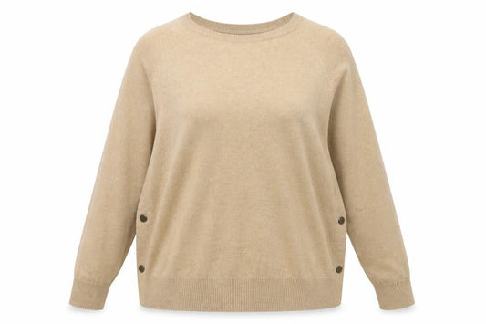 Front view of Marks & Spencer women’s brown round neck cotton jumper, size M