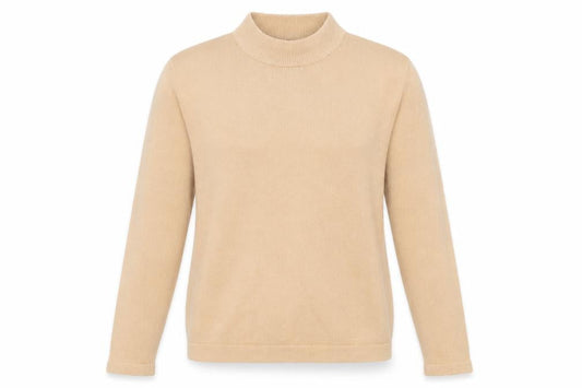 Front view of Originals women’s brown high neck acrylic jumper, size UK 10