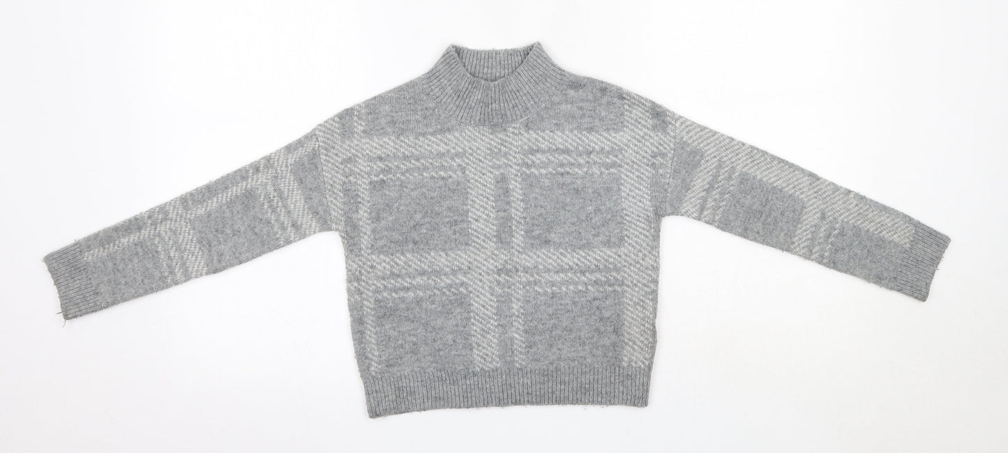 Primark Girls Grey High Neck  Acrylic Pullover Jumper Size 7-8 Years