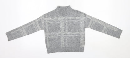 Primark Girls Grey High Neck  Acrylic Pullover Jumper Size 7-8 Years