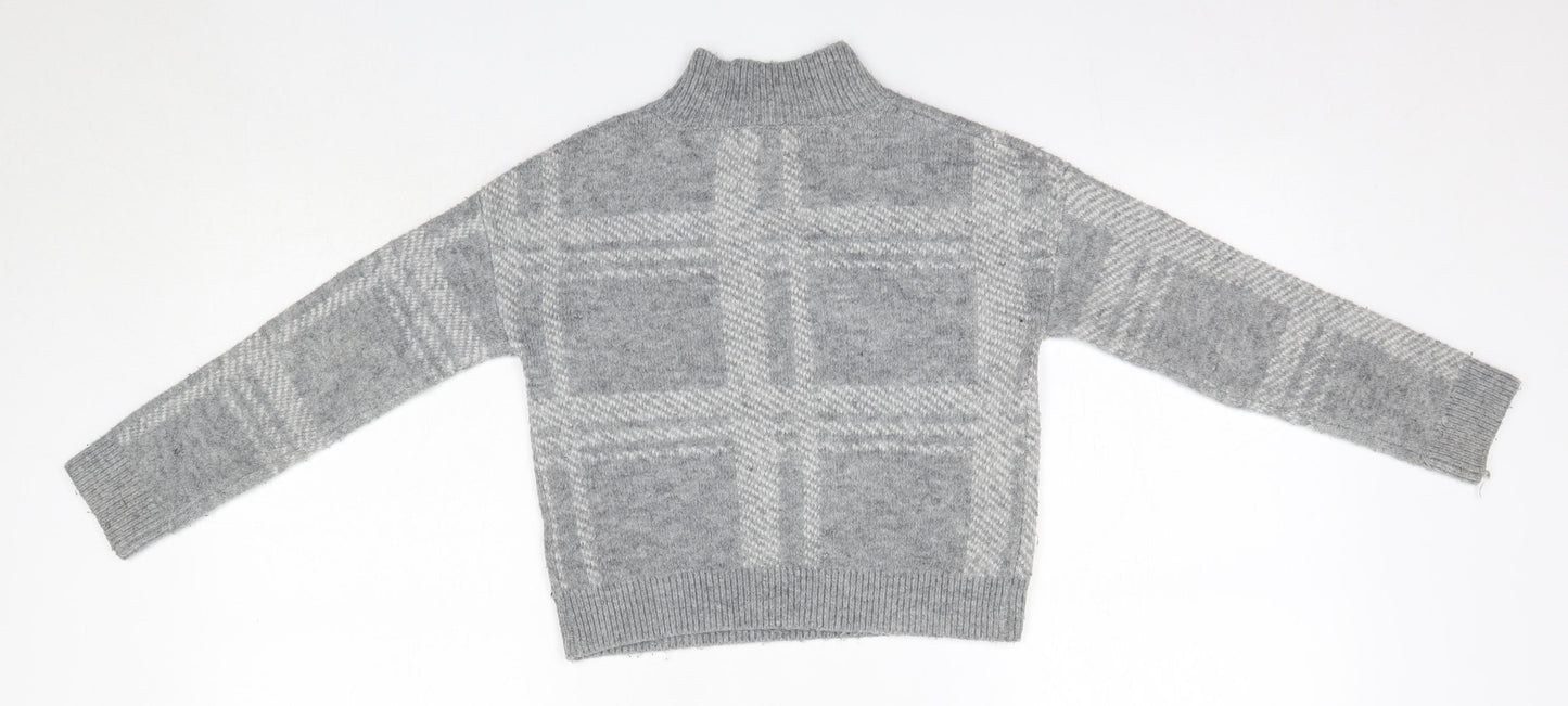 Primark Girls Grey High Neck  Acrylic Pullover Jumper Size 7-8 Years