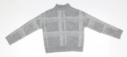 Primark Girls Grey High Neck  Acrylic Pullover Jumper Size 7-8 Years