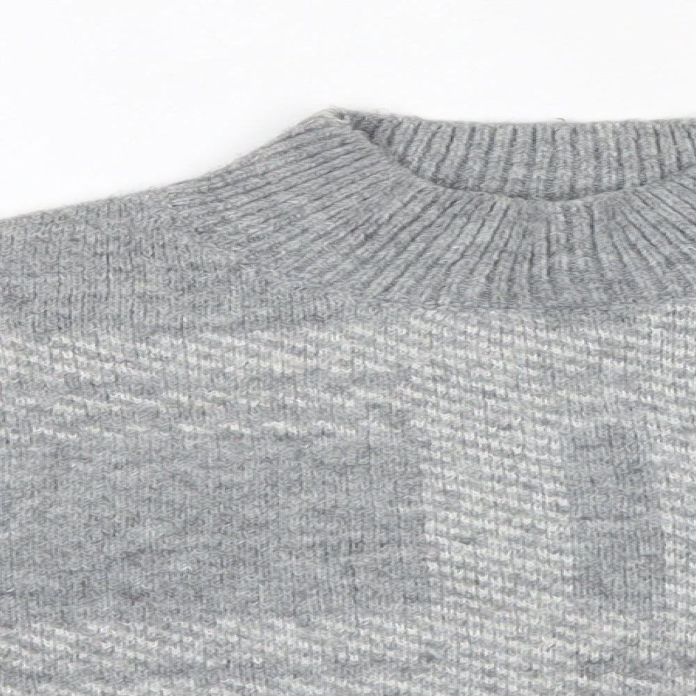 Primark Girls Grey High Neck  Acrylic Pullover Jumper Size 7-8 Years