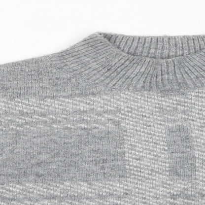 Primark Girls Grey High Neck  Acrylic Pullover Jumper Size 7-8 Years