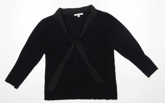 Klass Womens Black V-Neck  Viscose Cardigan Jumper Size XL