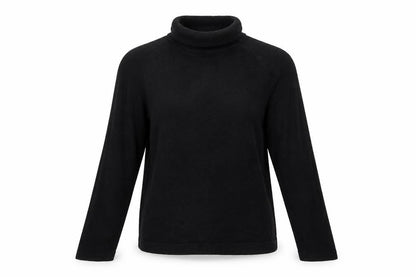 Front view of Originals women’s black roll neck acrylic jumper, size UK 10