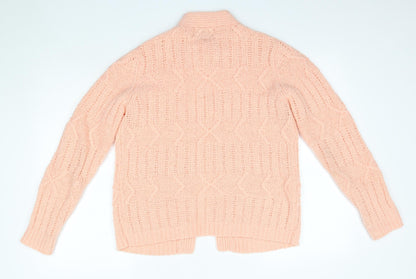 Le Roy Womens Pink Round Neck  Acrylic Cardigan Jumper Size L
