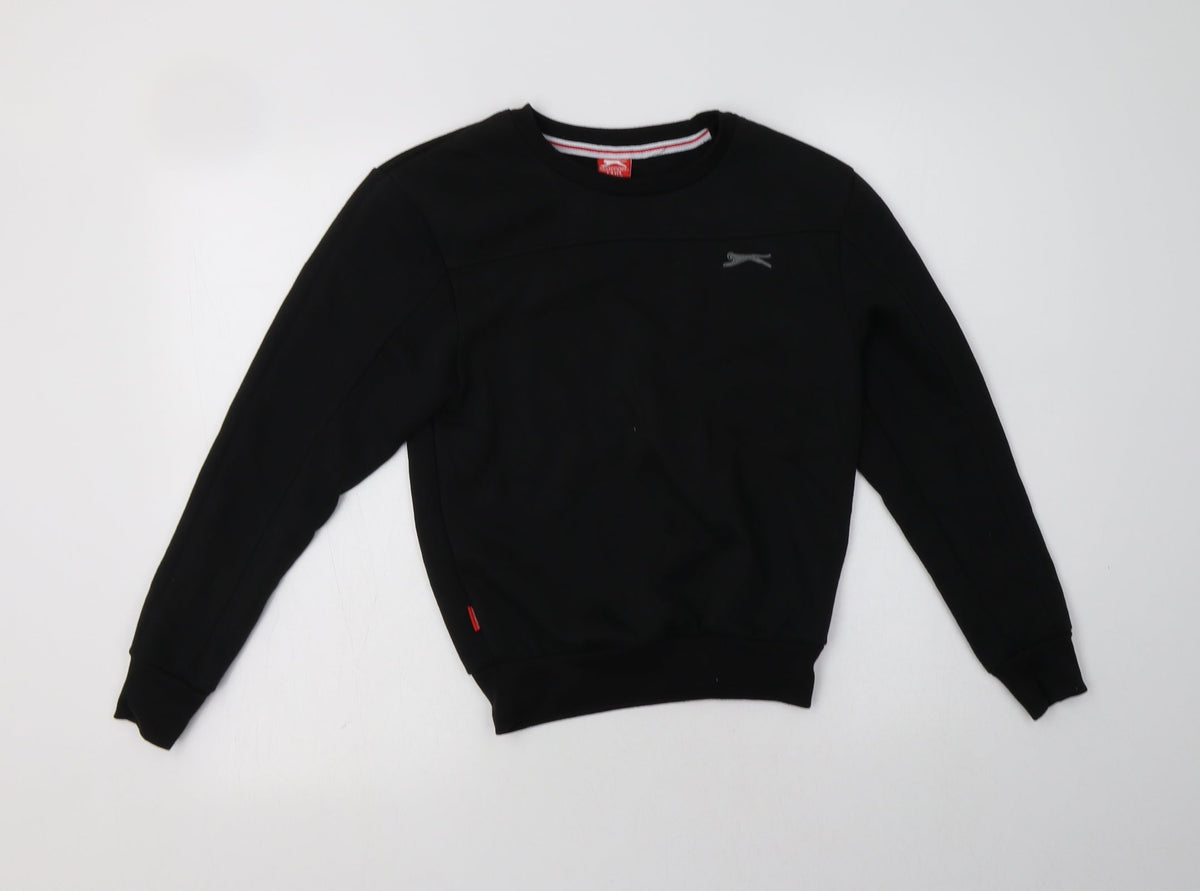 Additional front view of Slazenger boys’ black polyester pullover sweatshirt, size 7-8, years