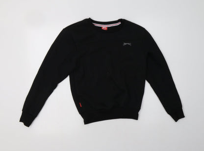 Additional front view of Slazenger boys’ black polyester pullover sweatshirt, size 7-8, years
