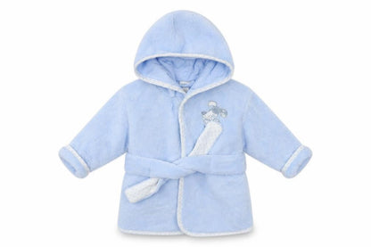 Front view of Preworn Baby Blue Solid Polyester Kimono Robe, size 6-9, Months