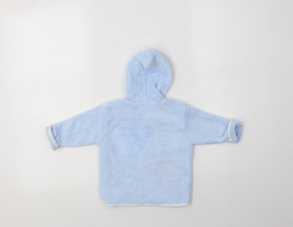 Back view of Preworn Baby Blue Solid Polyester Kimono Robe, size 6-9, Months