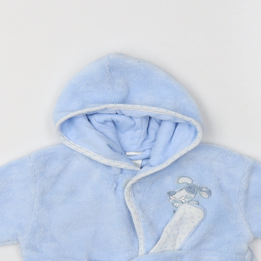 Close-up detail of Preworn Baby Blue Solid Polyester Kimono Robe, size 6-9, Months