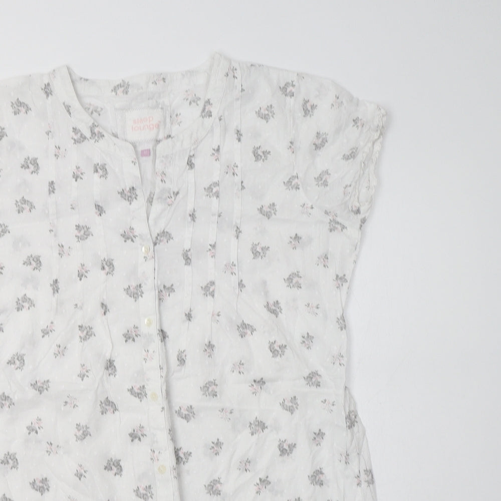 BHS Womens White Floral Cotton Chemise Dress Size 12  Button