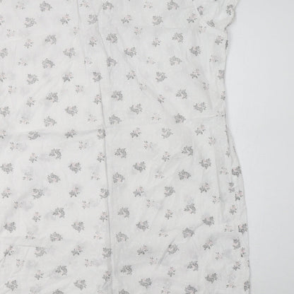 BHS Womens White Floral Cotton Chemise Dress Size 12  Button