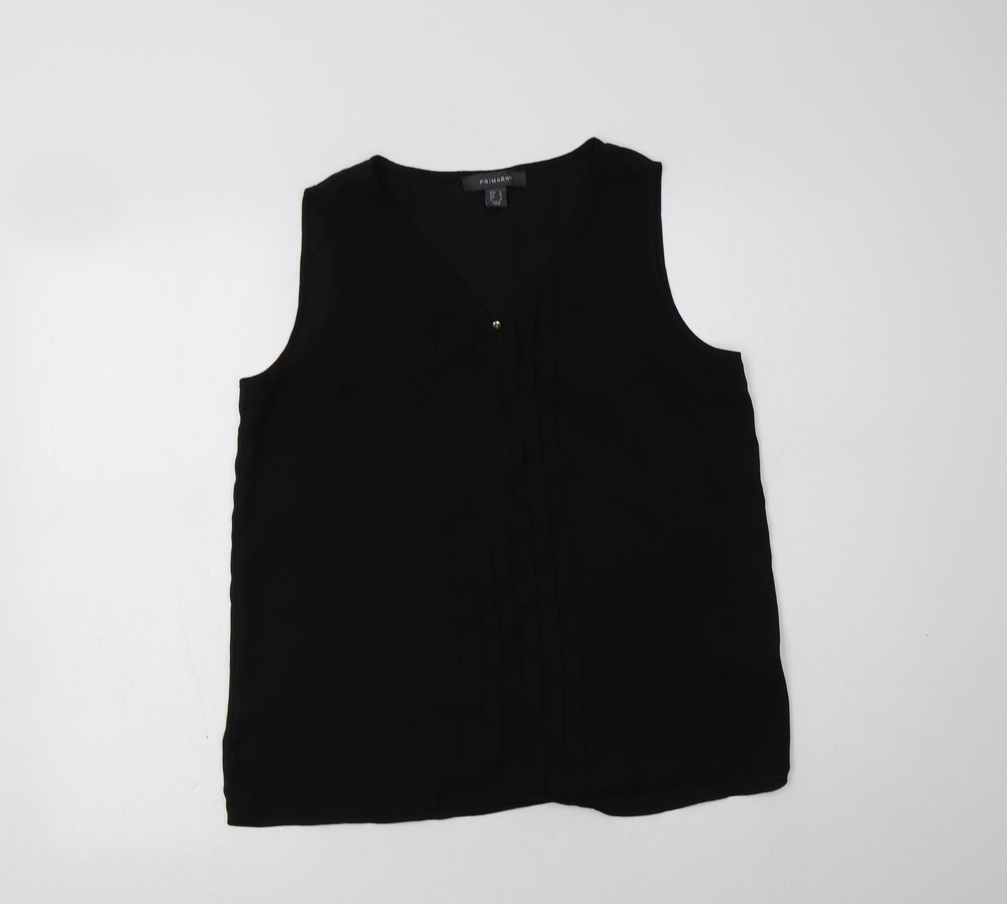 Primark Womens Black  Polyester Basic Blouse Size 12 V-Neck