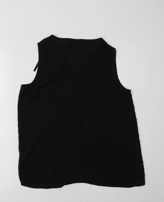 Primark Womens Black  Polyester Basic Blouse Size 12 V-Neck