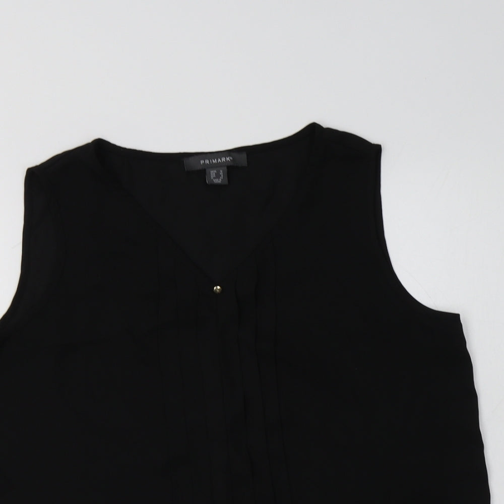 Primark Womens Black  Polyester Basic Blouse Size 12 V-Neck