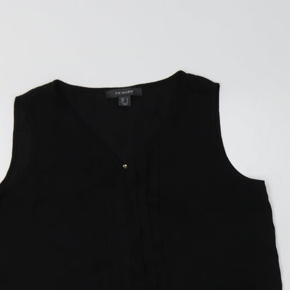Primark Womens Black  Polyester Basic Blouse Size 12 V-Neck