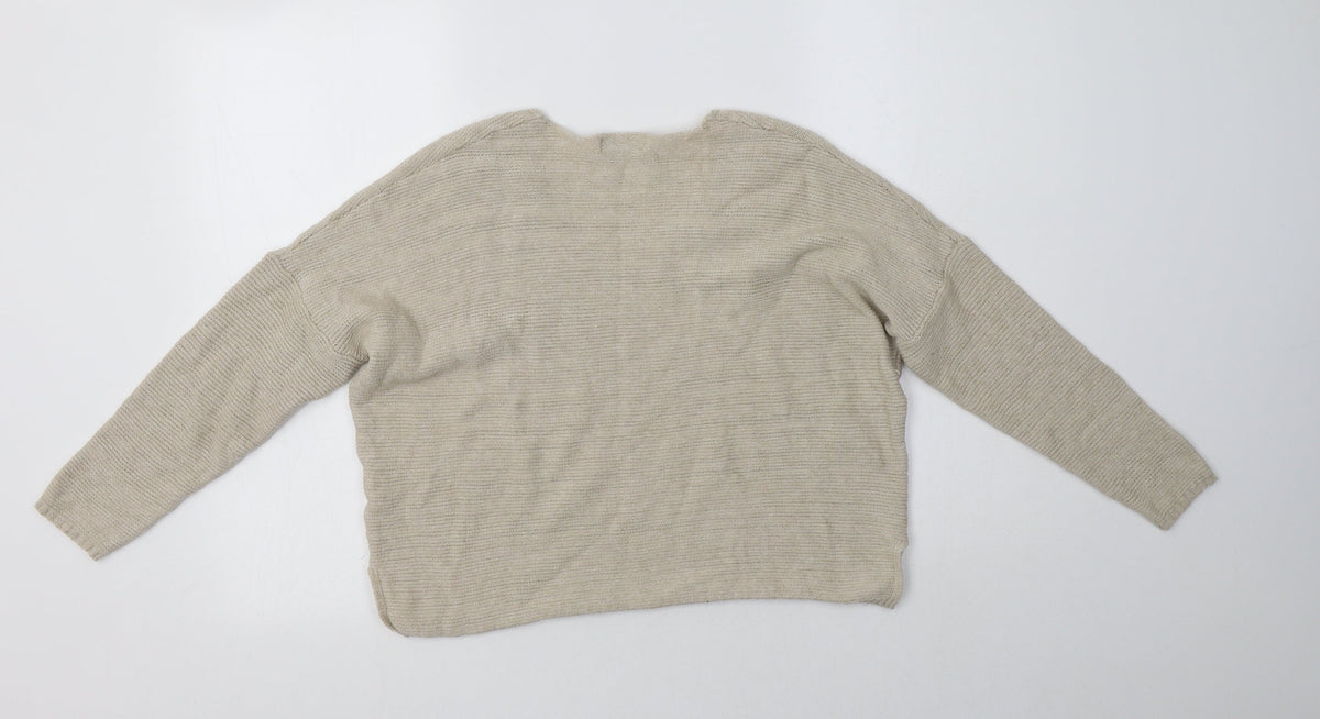 Back view of Pull&Bear Pull & women’s beige v-neck viscose jumper, size XS