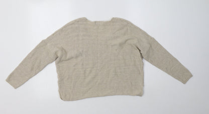 Back view of Pull&Bear Pull & women’s beige v-neck viscose jumper, size XS