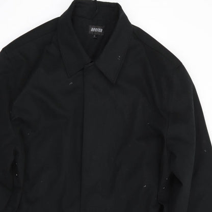 Mens UK Size L Reefer Black Overcoat
