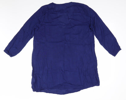 Dorothy Perkins Womens Blue  Viscose A-Line  Size M  V-Neck Pullover - Beach dress  Lace trim Elastic Cuffs