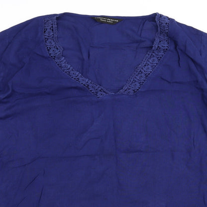 Dorothy Perkins Womens Blue  Viscose A-Line  Size M  V-Neck Pullover - Beach dress  Lace trim Elastic Cuffs