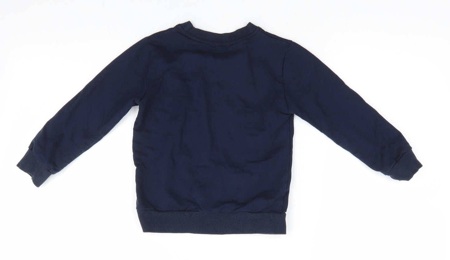 Little Hands Boys Blue Animal Print  Pullover Sweatshirt Size 4-5 Years  Pullover - Reindeer Head Navy Blue