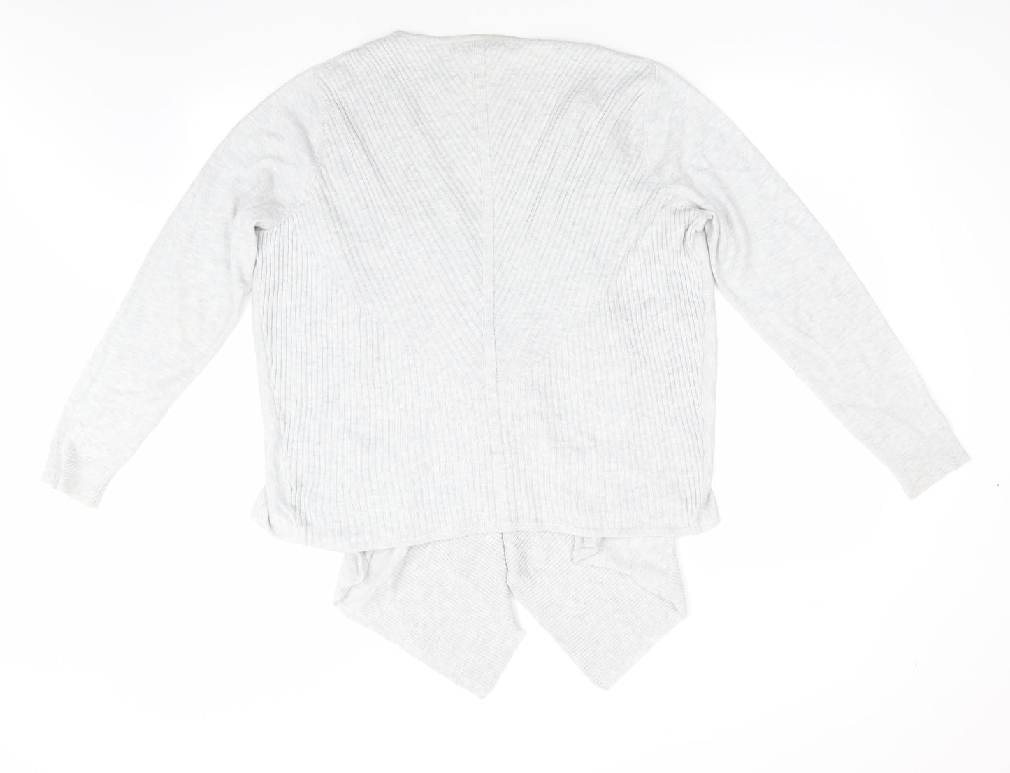 George Womens Grey V-Neck  Acrylic Cardigan Jumper Size 16   - Waterfall Cardigan Light Grey Blue Mix