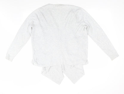 George Womens Grey V-Neck  Acrylic Cardigan Jumper Size 16   - Waterfall Cardigan Light Grey Blue Mix