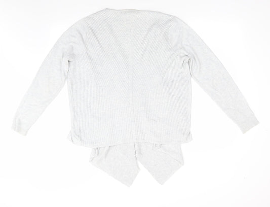 George Womens Grey V-Neck  Acrylic Cardigan Jumper Size 16   - Waterfall Cardigan Light Grey Blue Mix