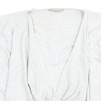George Womens Grey V-Neck  Acrylic Cardigan Jumper Size 16   - Waterfall Cardigan Light Grey Blue Mix