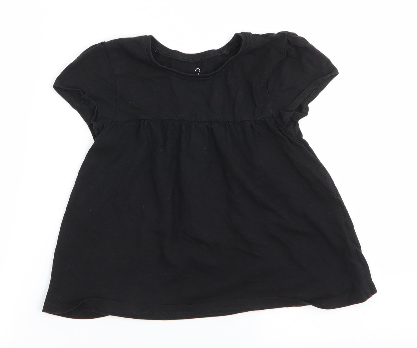 NEXT Girls Black  Cotton Tunic T-Shirt Size 5-6 Years Round Neck Pullover - A Line style T-shirt