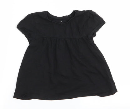 NEXT Girls Black  Cotton Tunic T-Shirt Size 5-6 Years Round Neck Pullover - A Line style T-shirt