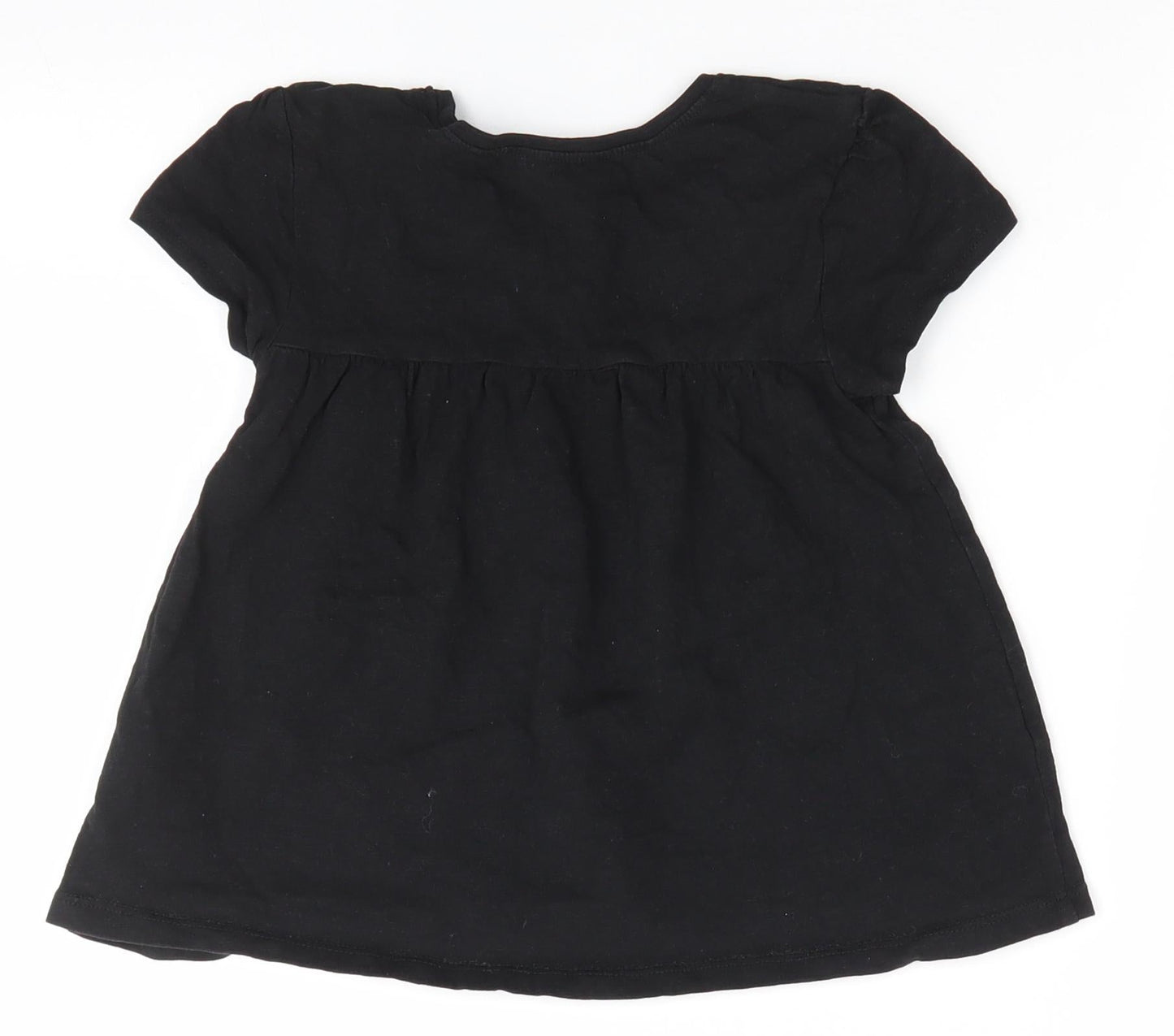 NEXT Girls Black  Cotton Tunic T-Shirt Size 5-6 Years Round Neck Pullover - A Line style T-shirt
