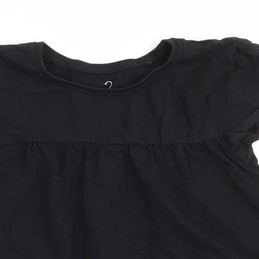 NEXT Girls Black  Cotton Tunic T-Shirt Size 5-6 Years Round Neck Pullover - A Line style T-shirt