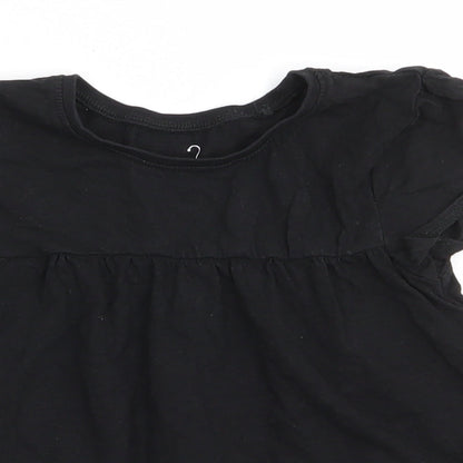 NEXT Girls Black  Cotton Tunic T-Shirt Size 5-6 Years Round Neck Pullover - A Line style T-shirt