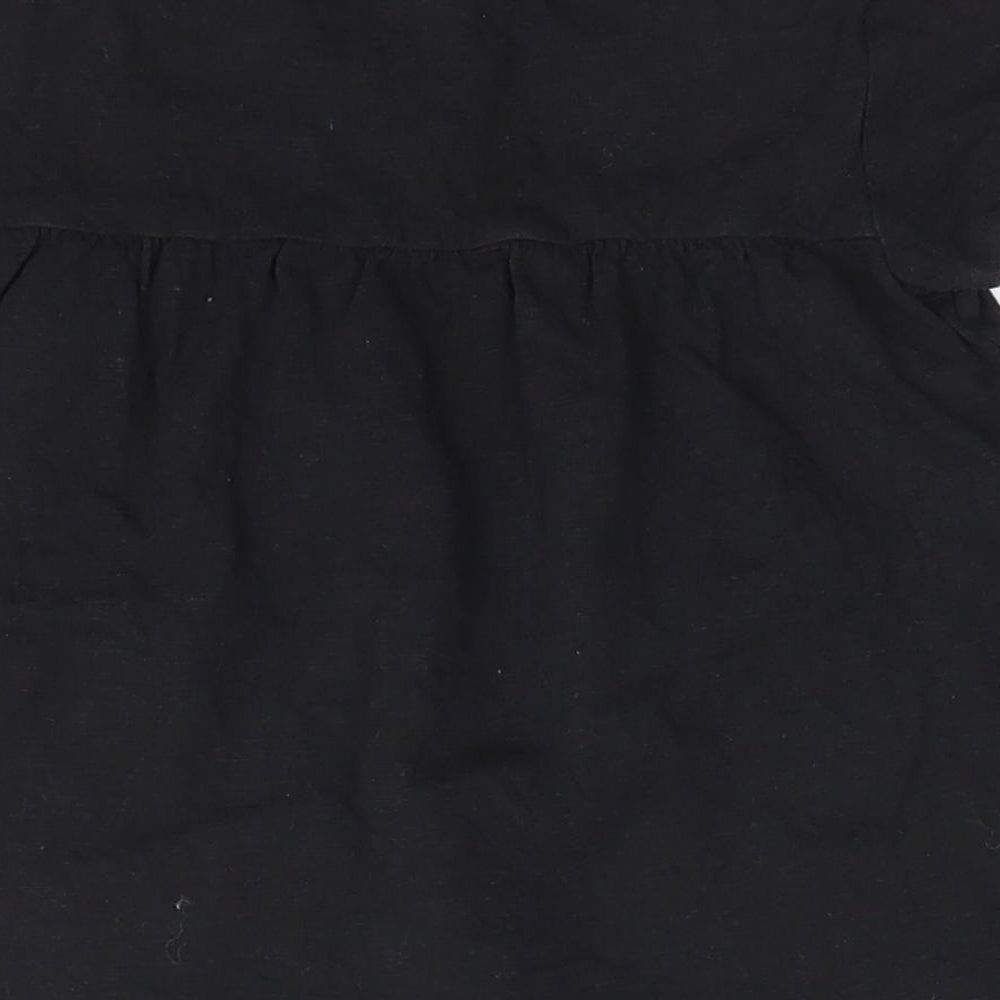 NEXT Girls Black  Cotton Tunic T-Shirt Size 5-6 Years Round Neck Pullover - A Line style T-shirt