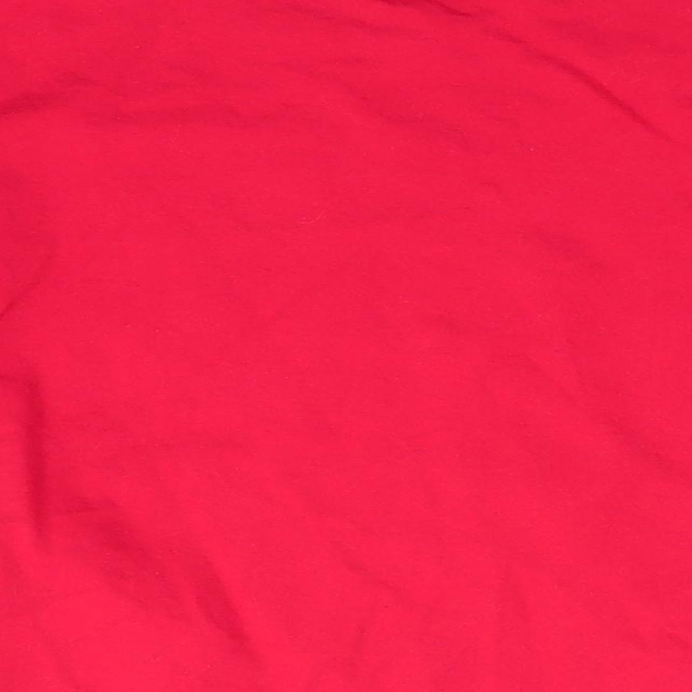 Disney Mickey Mouse Boys Red Animal Print Cotton Basic Casual Size 6-7 Years Round Neck Pullover - Good Vibes Only