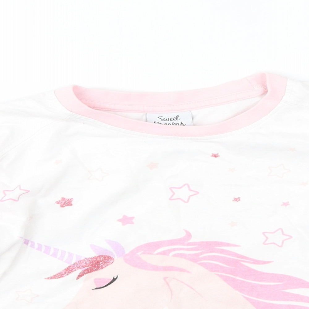 Sweet Dreams Girls Pink  100% Cotton Basic Casual Size 7-8 Years Round Neck  - Unicorn