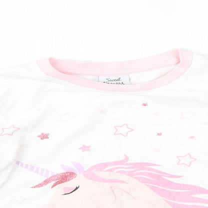 Sweet Dreams Girls Pink  100% Cotton Basic Casual Size 7-8 Years Round Neck  - Unicorn