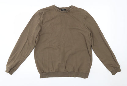 New Look Mens Green Round Neck  Cotton Pullover Jumper Size S