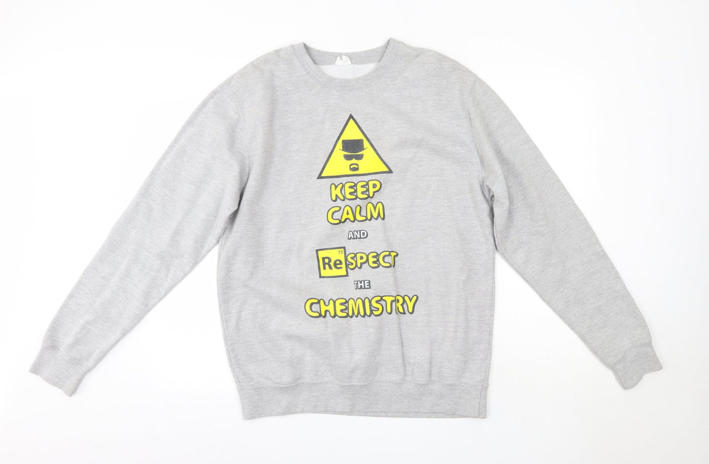 Awdis Mens Grey Round Neck  Cotton Pullover Jumper Size M   - Chemistry