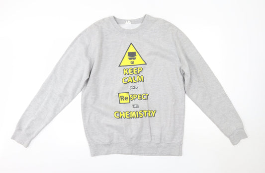 Awdis Mens Grey Round Neck  Cotton Pullover Jumper Size M   - Chemistry