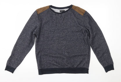 New Look Mens Blue Round Neck  Polyester Pullover Jumper Size M