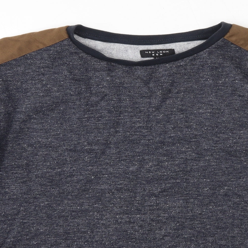 New Look Mens Blue Round Neck  Polyester Pullover Jumper Size M