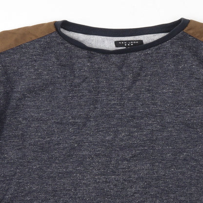 New Look Mens Blue Round Neck  Polyester Pullover Jumper Size M