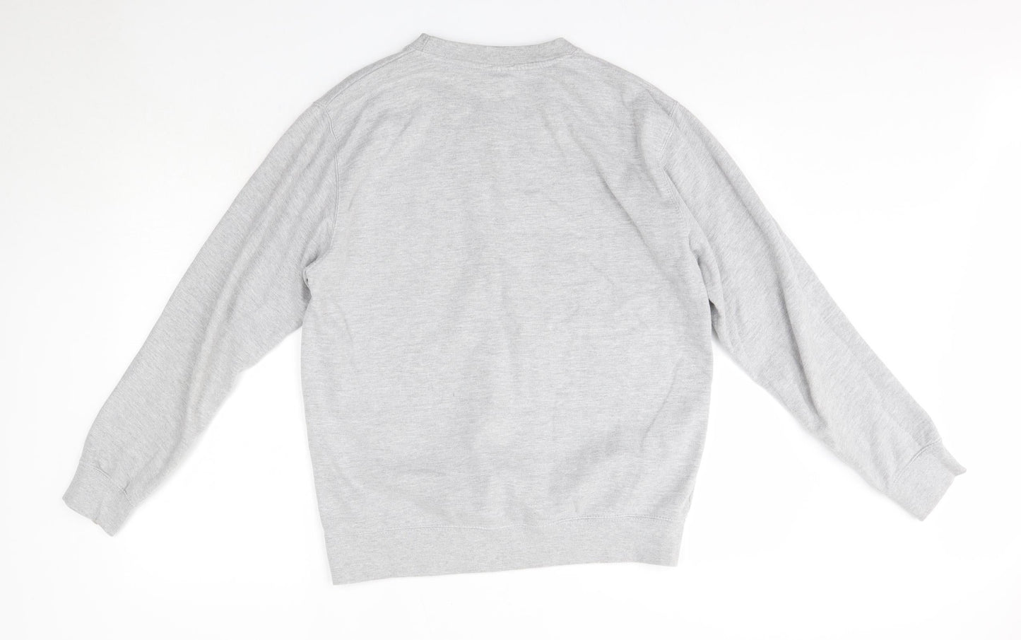 The Lucky Club Mens Grey Round Neck  Cotton Pullover Jumper Size M